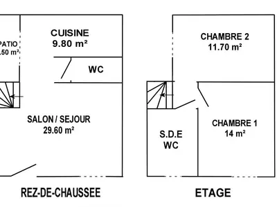 Plan de l'établissement Maison rénovée avec wifi, centre bourg de St Mars la Jaille - FR-1-306-1289