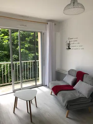 Coin salon dans l'établissement Appartement avec balcon, proche CHU, château, Tramway