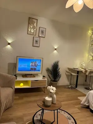 Télévision ou salle de divertissement dans l'établissement Appartement Relaxe