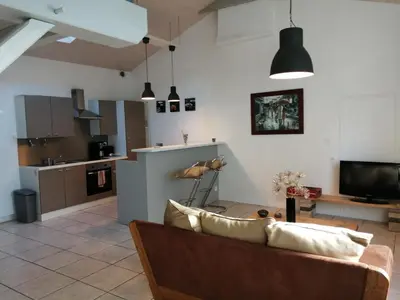Cuisine ou kitchenette dans l'établissement Loft la Forge