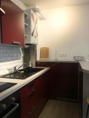 Cuisine ou kitchenette dans l'établissement Appartement touristique Clisson gare