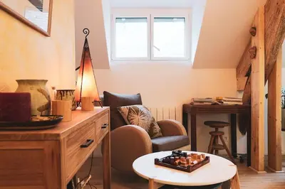Coin salon dans l'établissement Charming House with exceptional Loire view