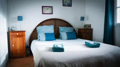 Un ou plusieurs lits dans un hébergement de l'établissement Chambre d'hôtes Sous Les Grands Chênes BOHEME