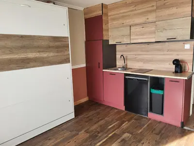 Cuisine ou kitchenette dans l'établissement Studio face mer