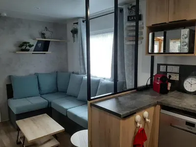 Cuisine ou kitchenette dans l'établissement Mobil-home Le Bora Bora 202