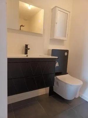 Salle de bains dans l'établissement Studio 2 à 4 personnes, 12 kilomètres du parc du Puy du F