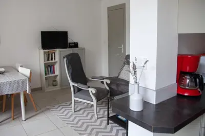 Télévision ou salle de divertissement dans l'établissement Rez de chaussée, place du marché, plage à pied