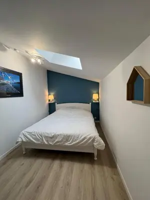 Un ou plusieurs lits dans un hébergement de l'établissement Maison 43m2 meublée 200m plage
