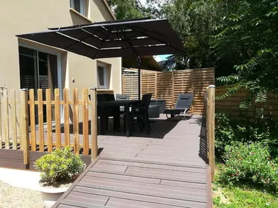 Balcon ou terrasse dans l'établissement Gîte classé, 55 m2, 4 pers, 20 min plages