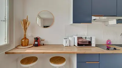Cuisine ou kitchenette dans l'établissement Le Littoral - Appart'Escale