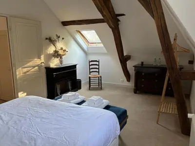Un ou plusieurs lits dans un hébergement de l'établissement Manoir au cœur de la campagne angevine