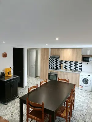 Cuisine ou kitchenette dans l'établissement La détente