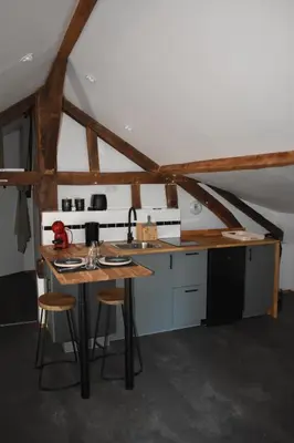 Cuisine ou kitchenette dans l'établissement Le grenier des filles