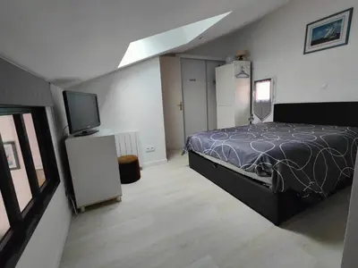Un ou plusieurs lits dans un hébergement de l'établissement VILLA 3 chbres Vue mer maison avec piscine ds residence proche commodites et plages de sable