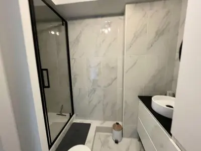 Salle de bains dans l'établissement Résidence Le Deauville - Pornichet - Appartement proche Hippodrome MAE-2291
