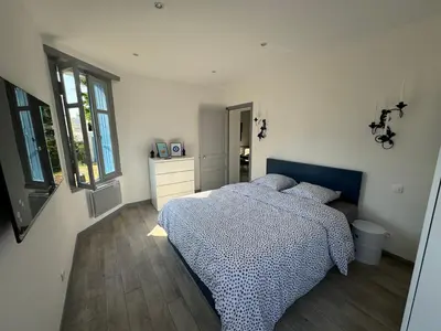 Un ou plusieurs lits dans un hébergement de l'établissement MYRTILLE - Maison 6 personnes avec jardin à 100m de la plage