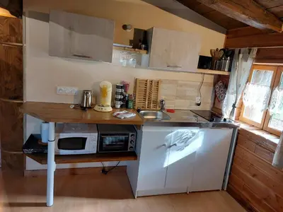 Cuisine ou kitchenette dans l'établissement Studio indépendant