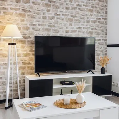 Télévision ou salle de divertissement dans l'établissement T2 paisible avec balcon verdoyant