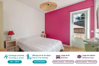 Un ou plusieurs lits dans un hébergement de l'établissement Proche du port & plages - Terrasse - Maison pour 5