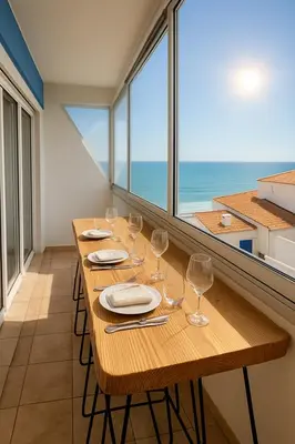 Vue générale sur la mer ou vue sur la mer prise depuis l'appartement