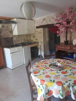Cuisine ou kitchenette dans l'établissement 9kms de clisson studio dans petite ferme bio