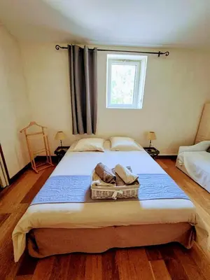 Un ou plusieurs lits dans un hébergement de l'établissement La Tournerie, Gîte 10 pers piscine près Puy du Fou