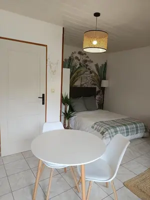 Coin salon dans l'établissement Studio équipé, proche aéroport