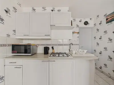 Cuisine ou kitchenette dans l'établissement Appart pour 4 adultes et 2 enfants, 500m de la mer