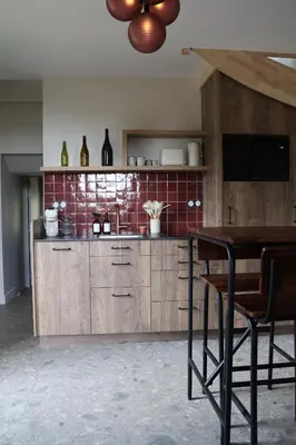 Cuisine ou kitchenette dans l'établissement Les Gites de Princé