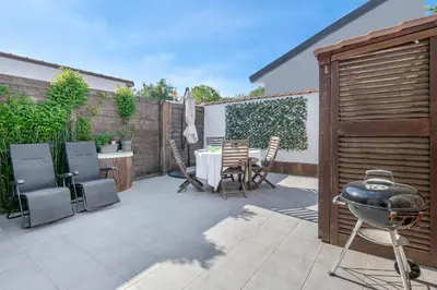 Balcon ou terrasse dans l'établissement Vue mer, plage à 50m, Maison pour 4