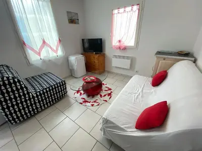 Télévision ou salle de divertissement dans l'établissement Studio bord de mer Max 4 personnes