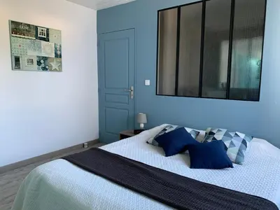 Un ou plusieurs lits dans un hébergement de l'établissement Gîte Villa la Garenne Ctre ville St Jean de Monts