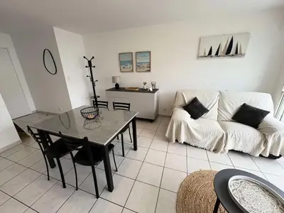 Coin salon dans l'établissement Résidence Villa Médicis - PORNICHET Appartement proche plage MAE-1023