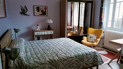 Un ou plusieurs lits dans un hébergement de l'établissement VILLA 5 CHAMBRES 10 PERSONNES 300m PLAGE DEMOISELLE