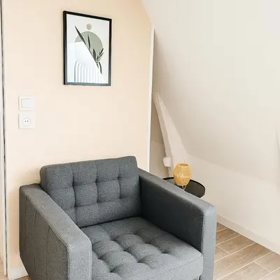 Coin salon dans l'établissement Studio Cosy ambiance Tiny House