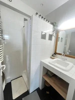 Salle de bains dans l'établissement Gare - Visitation grand Appartement , 1 chambre