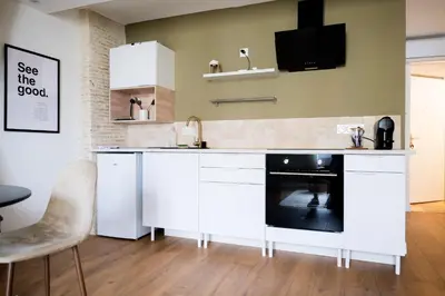 Cuisine ou kitchenette dans l'établissement Très agréable studio - 2 personnes - cœur de ville Angers