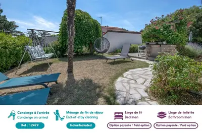 Jardin de l'établissement Villa pour 15 à 700m de la plage