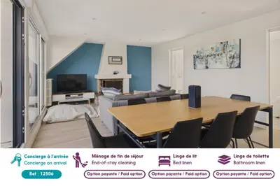 Coin salon dans l'établissement 180m de la plage appartement 4 adultes - 4 enfants