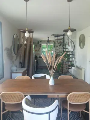 Coin salon dans l'établissement Maison au calme en bord de mer