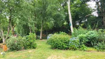 Jardin de l'établissement Chalet sur l'eau dans un cadre idyllique