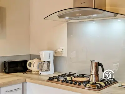 Cuisine ou kitchenette dans l'établissement Chez l'ami