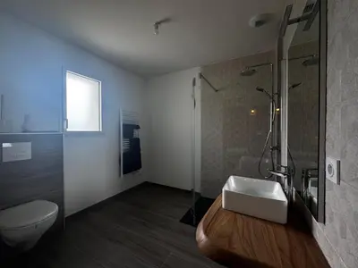 Salle de bains dans l'établissement Gîtes La Pagaille