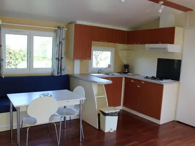 Cuisine ou kitchenette dans l'établissement Mobil home avec terrasse pour 4 personnes - API-1-52-649