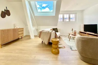 Télévision ou salle de divertissement dans l'établissement Luxury modern renovated and cozy 2 bedroom Garage-Madeleine