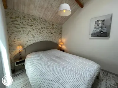 Un ou plusieurs lits dans un hébergement de l'établissement Maison plain-pied au cœur du Marais breton, proche plages et Ile d'Yeu - FR-1-426-589