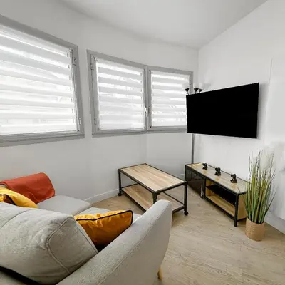 Télévision ou salle de divertissement dans l'établissement Vivez au cœur de Saint-Nazaire ! Ville & Plages