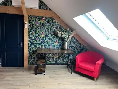 Coin salon dans l'établissement Appartement privé sans cuisine
