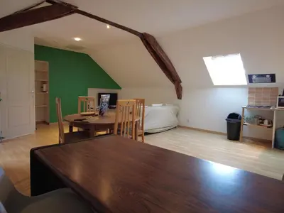 Télévision ou salle de divertissement dans l'établissement Studio spacieux équipé à proximité de la Loire