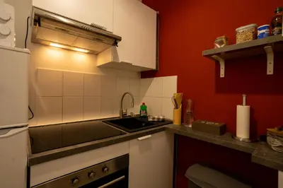 Cuisine ou kitchenette dans l'établissement L'Oasis - T2 Ambiance cactus et confort moderne